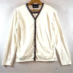 VTG Sag Harbor Rainbowcore Lightweight Knit Top‎ Sz M Preppy Tennis Prep